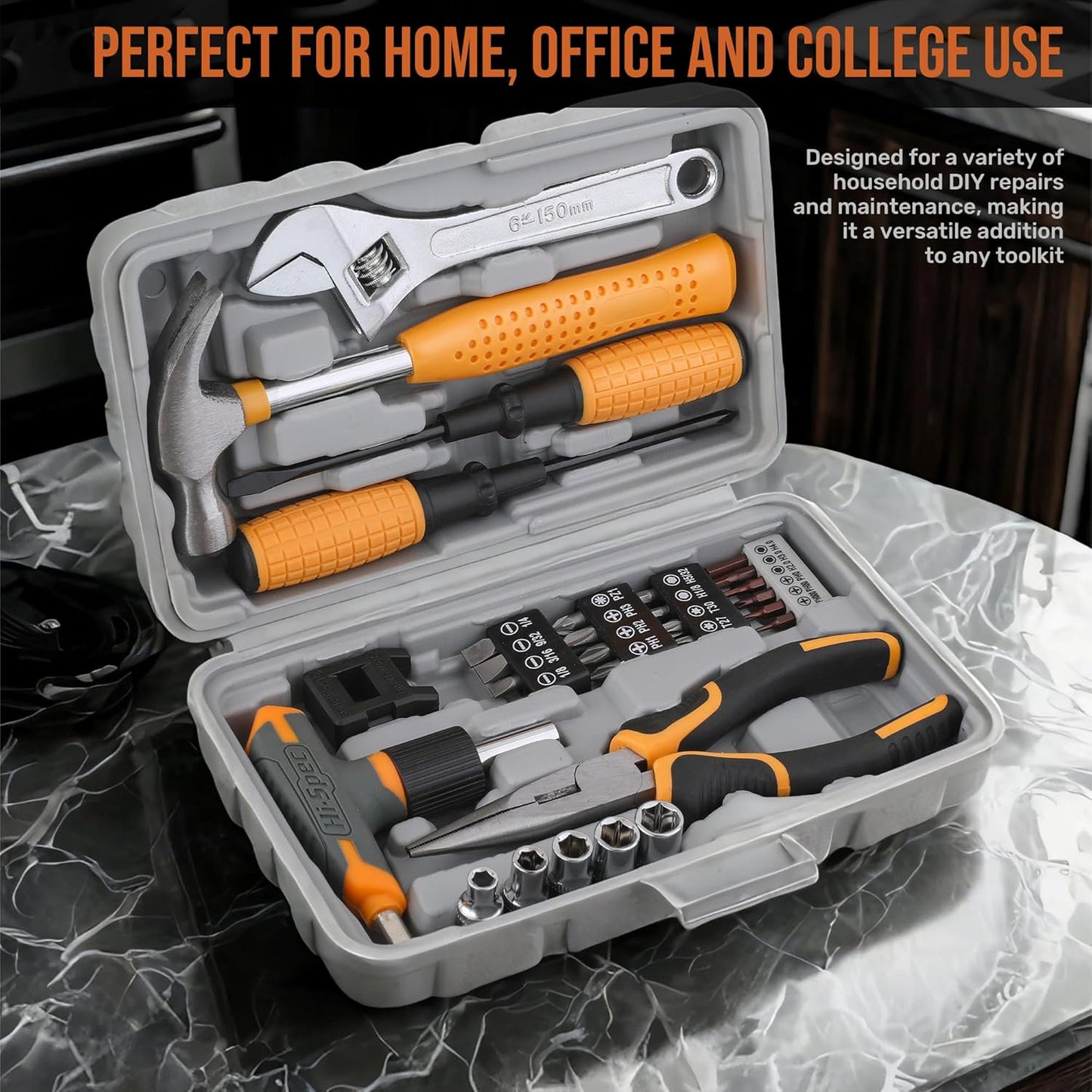 Hi-Spec Juego Compacto De Herramientas Para Hogar Y Oficina De 30 Piezas. Kit De Reparaciones Básicas En Maletín Portátil Con Alicates, Destornilladores Y Llaves